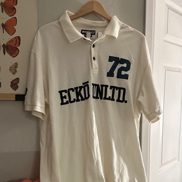 Ecko Unlimited Men's White Polo Shirt Y2K 2XL - Picture 1 of 4